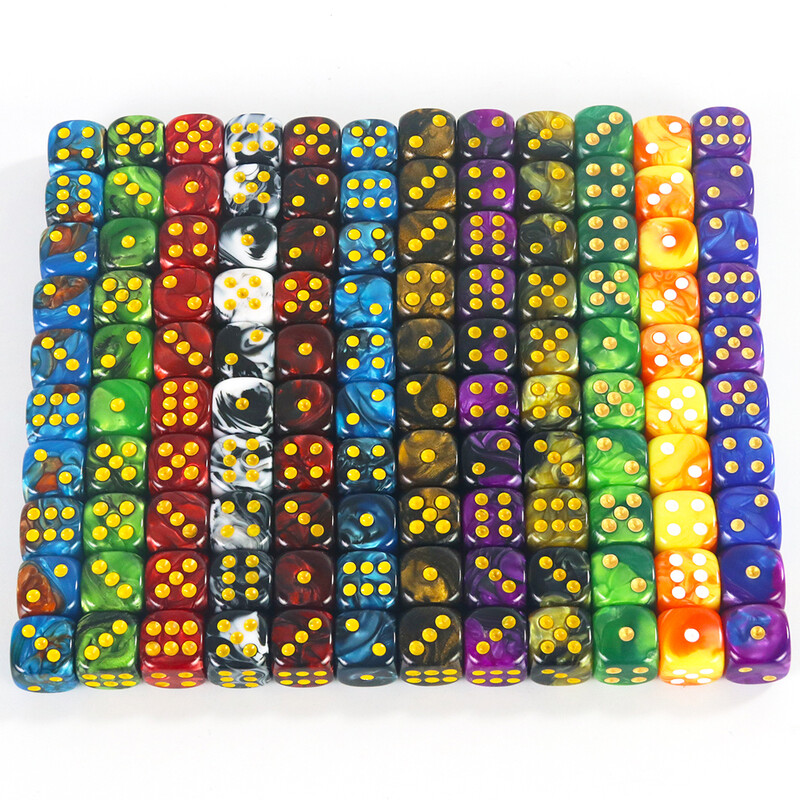 Vrhunska kvaliteta Round Dot D6 set kockica za stolno igranje - 12 mm u različitim bojama, pakiranje od 10