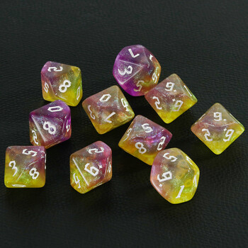 D10 Παιχνίδια ρόλων Dice Role DND D10 Dice (0-9) Μικτά χρώματα Glittery Effect Μοναδικό στυλ γραμματοσειράς ρετρό για αξεσουάρ επιτραπέζιων παιχνιδιών RPG