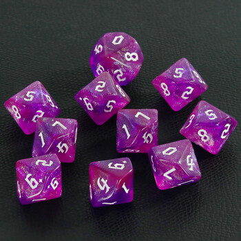 D10 Παιχνίδια ρόλων Dice Role DND D10 Dice (0-9) Μικτά χρώματα Glittery Effect Μοναδικό στυλ γραμματοσειράς ρετρό για αξεσουάρ επιτραπέζιων παιχνιδιών RPG