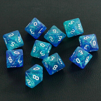 D10 Παιχνίδια ρόλων Dice Role DND D10 Dice (0-9) Μικτά χρώματα Glittery Effect Μοναδικό στυλ γραμματοσειράς ρετρό για αξεσουάρ επιτραπέζιων παιχνιδιών RPG