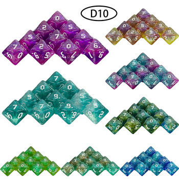 D10 Παιχνίδια ρόλων Dice Role DND D10 Dice (0-9) Μικτά χρώματα Glittery Effect Μοναδικό στυλ γραμματοσειράς ρετρό για αξεσουάρ επιτραπέζιων παιχνιδιών RPG