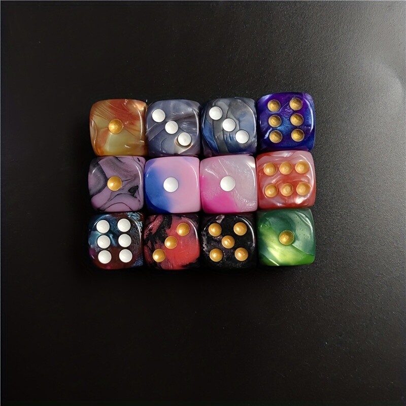 12 τεμάχια/σετ 16 mm/0,63 ιντσών Παιχνίδι παζλ Διχρωμία με ζάρια Color Dot Ακρυλικό Διασκεδαστικό Διασκεδαστικό Παιχνίδι Ζάρια υψηλής ποιότητας