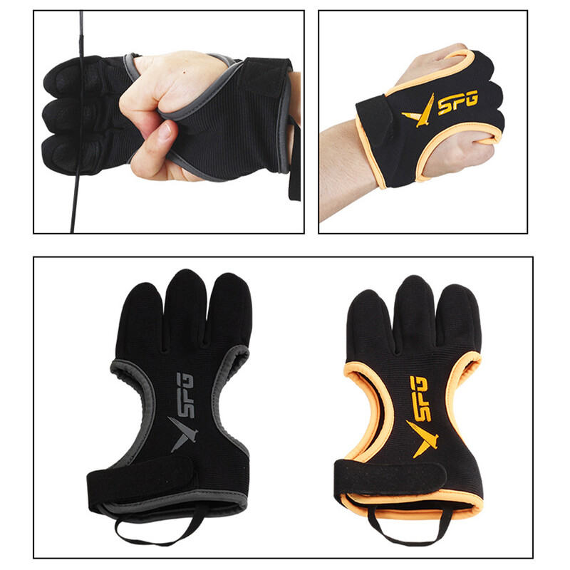 Rukavice za streličarstvo na otvorenom s 3 prsta, ergonomskog dizajna, podebljani, podesivi protuklizni štitnik, pribor za streličarstvo