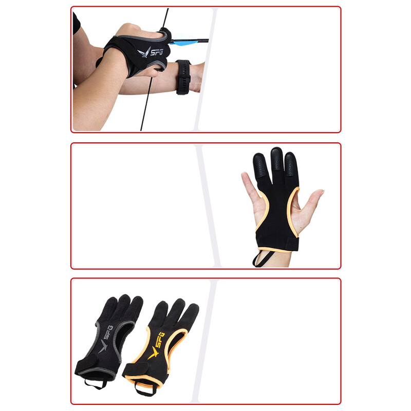 Rukavice za streličarstvo na otvorenom s 3 prsta, ergonomskog dizajna, podebljani, podesivi protuklizni štitnik, pribor za streličarstvo