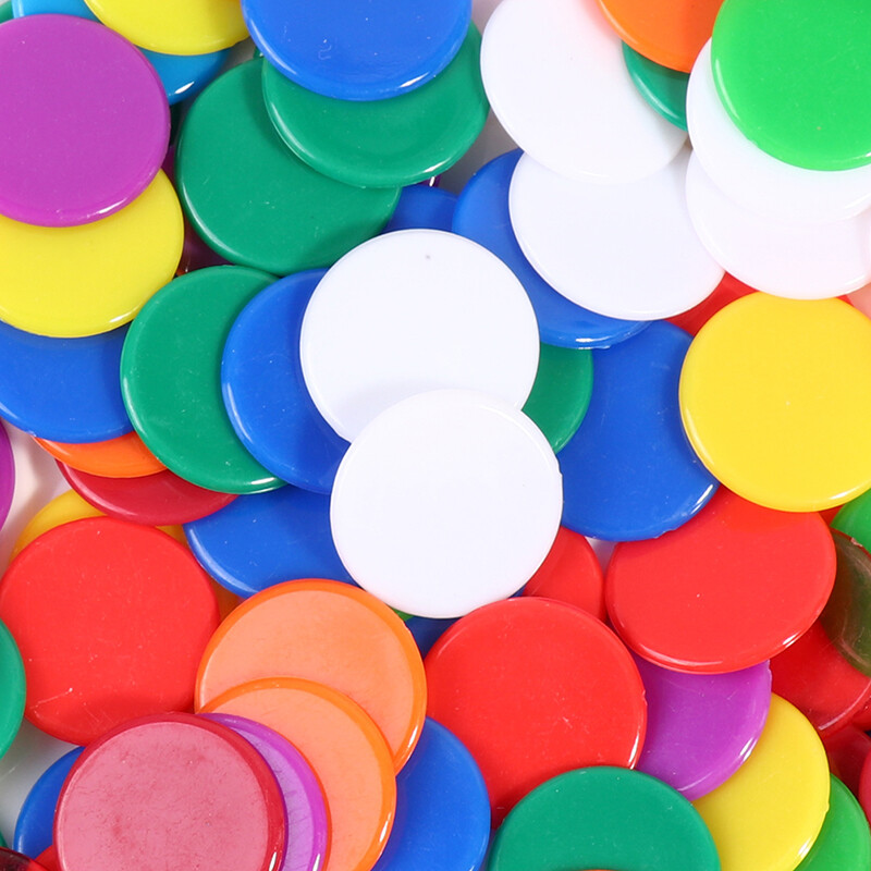100 pc daudzkrāsu žetonu bingo piederumi plastmasas skaitītāji matemātikai pokera spēles žetonu klipi Caurspīdīgi krāsaini skaitīšanas žetoni 19 mm