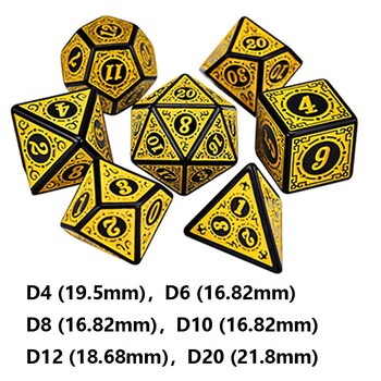 Многостранни 7-Die Dice Set Game Dice For TRPG DND Accessories Polyhedral D4 D6 D8 D10 D12 D20 Dice For Board Game Math Game