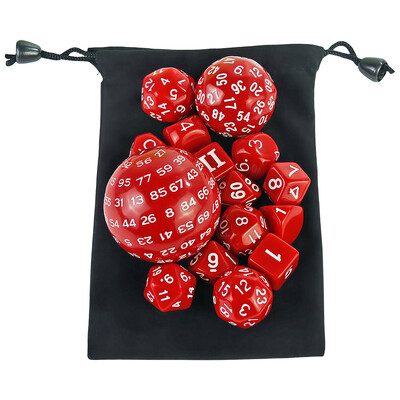 15kom Polyhedral Dice Set s vrećicom D3-D100 6 boja za DND igru RPG društvene igre Dodaci Hobiji Blagdanski dar