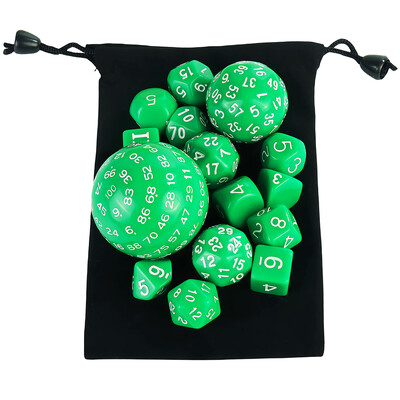 15kom Polyhedral Dice Set s vrećicom D3-D100 6 boja za DND igru RPG društvene igre Dodaci Hobiji Blagdanski dar
