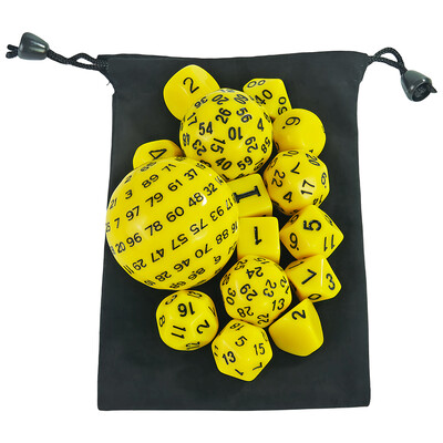 15kom Polyhedral Dice Set s vrećicom D3-D100 6 boja za DND igru RPG društvene igre Dodaci Hobiji Blagdanski dar