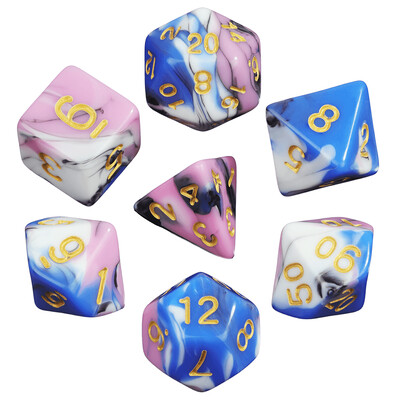 Pretty Colour Game Dice 7Pcs - savršen dar za ljubitelje DND dodataka za društvene igre