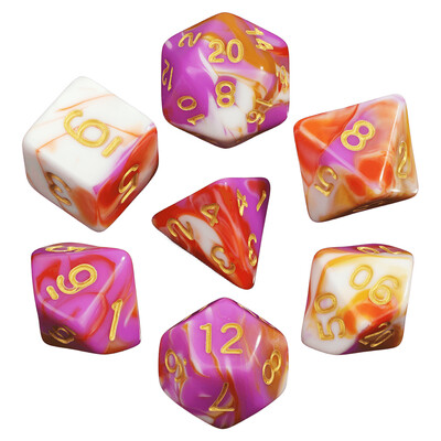 Pretty Colour Game Dice 7Pcs - savršen dar za ljubitelje DND dodataka za društvene igre