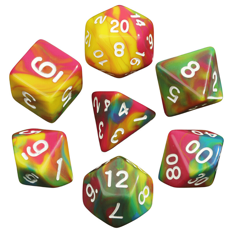 Pretty Colour Game Dice 7Pcs - savršen dar za ljubitelje DND dodataka za društvene igre