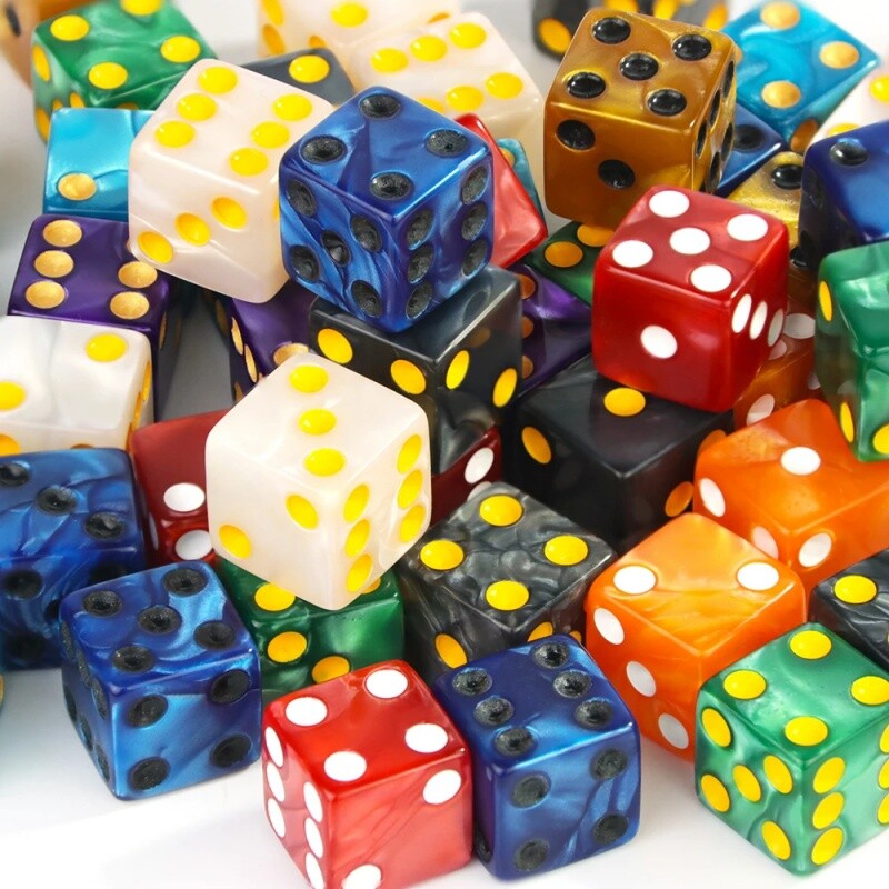 10pc/lot D6 kockica 6 lica kockica kockarnica stolna igra kockice četvrtastog ruba mramorne kockice s perlama D6 16mm igračke kockice za kasino