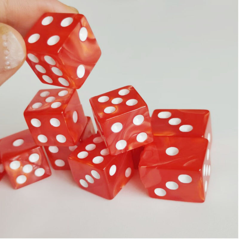 10pc/lot D6 kockica 6 lica kockica kockarnica stolna igra kockice četvrtastog ruba mramorne kockice s perlama D6 16mm igračke kockice za kasino