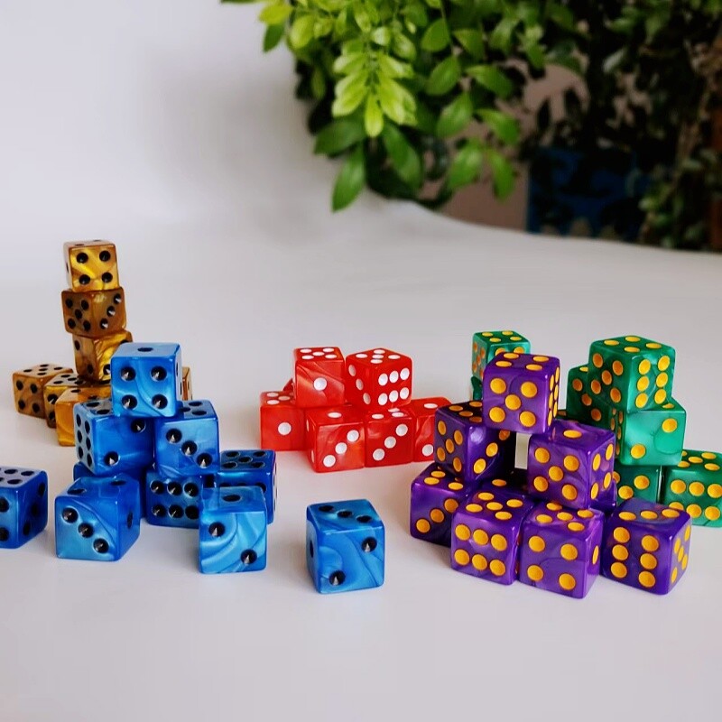 10pc/lot D6 kockica 6 lica kockica kockarnica stolna igra kockice četvrtastog ruba mramorne kockice s perlama D6 16mm igračke kockice za kasino