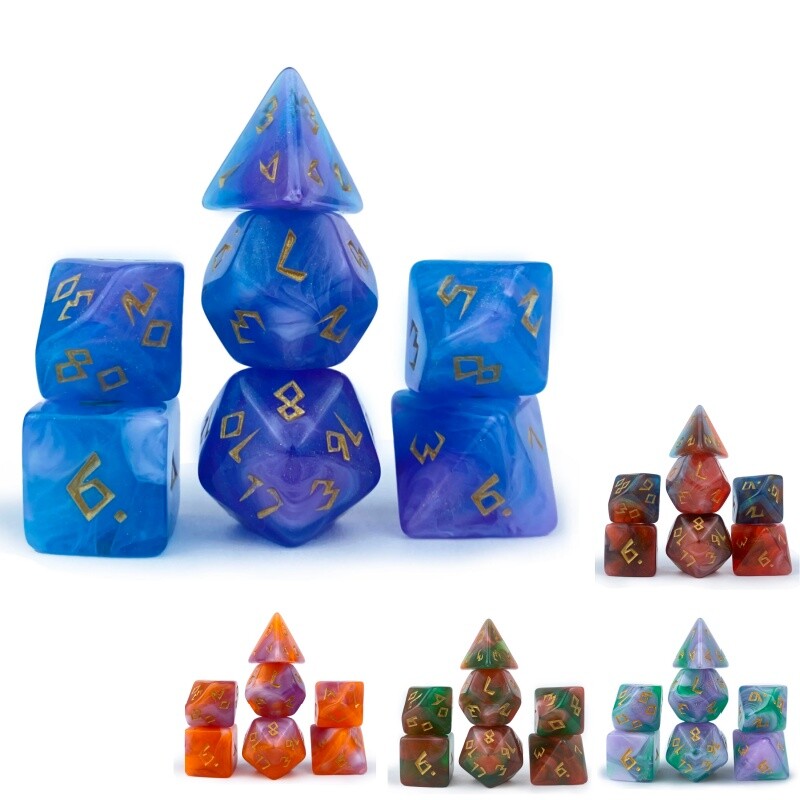 Kompleti kockica 5 X 7 poliedralnih kockica, 35 komada s velikom torbom s uzicom Izvrstan za Dungeons and Dragons, igranje uloga za stolnu igru