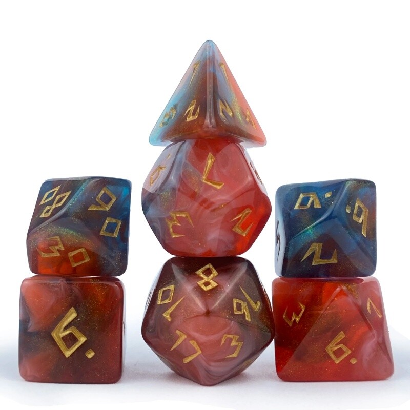 Kompleti kockica 5 X 7 poliedralnih kockica, 35 komada s velikom torbom s uzicom Izvrstan za Dungeons and Dragons, igranje uloga za stolnu igru