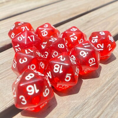 10 komada kockica s 20 lica DND kockica akrilnih D20 kompleta kockica prozirnih boja D20 stolnih kockica za igru