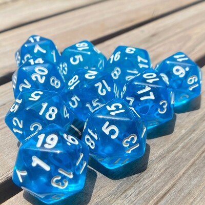 10 komada kockica s 20 lica DND kockica akrilnih D20 kompleta kockica prozirnih boja D20 stolnih kockica za igru