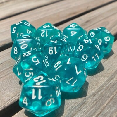 10 komada kockica s 20 lica DND kockica akrilnih D20 kompleta kockica prozirnih boja D20 stolnih kockica za igru