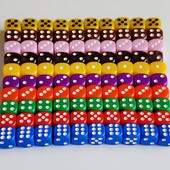 50PCS/Set Pure Color 12mm D6 kockaste kocke Bulk Dice Okrugli rub Akrilne kockice Uloga 6 lica za kockarnicu Društvena igra