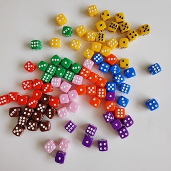 50 ΤΕΜ/Σετ Καθαρό Χρώμα 12mm D6 Cube Dice Μαζικά ζάρια Στρογγυλή άκρη Ακρυλικά Ζάρια Ρόλος 6 Πρόσωπα για Καζίνο Ζάρια Επιτραπέζιο παιχνίδι