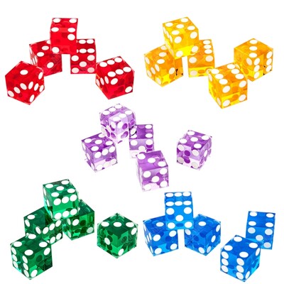 5pcs High-grade Acrylic Transparent Dice Six Sided D6 19mm Casino Dice with Razor Edges