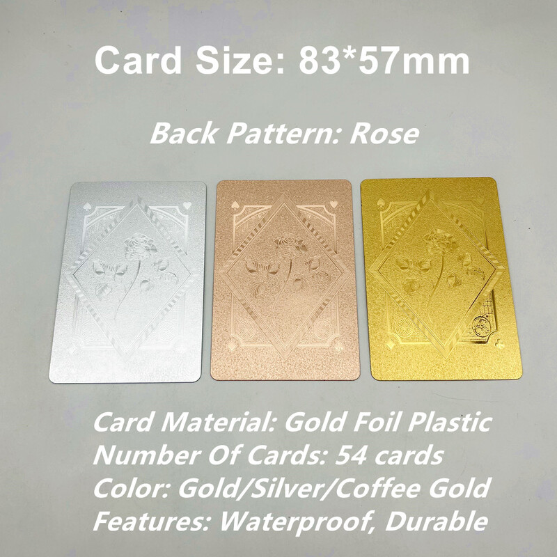 1 kaladė plastikinės pokerio kortos Rose Gold Sliver vandeniui atsparios kortos Namų stalo žaidimas šeimai