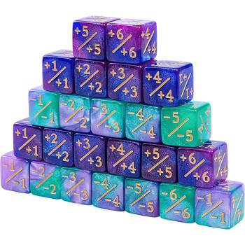 10Pcs D6 Dice 6 странични броячи +1/-1 квадратен цифров 16 мм куб за деца Забавна маса Настолни игри Преподаване на математика Аритметика Играчки