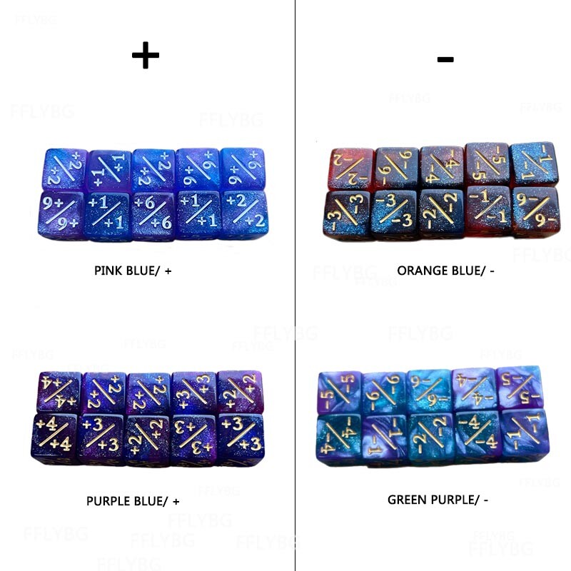 10 ks D6 kocky 6 bočných počítadiel +1/-1 štvorcový digitálny 16mm kocka pre deti zábavný stolový stôl herný matematický výučba aritmetických hračiek