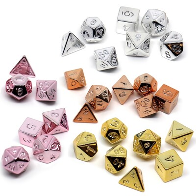 7pcs Set Electroplate DND Dice Set, Polyhedral Table Game Dice Role-Playing RPG Dice