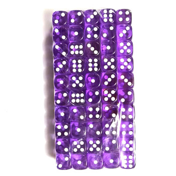 100PCS/Set D6 Dice 12mm 6-странни многоцветни прозрачни цветни акрилни зарчета със заоблени ръбове за DND Настолна игра Drink Party