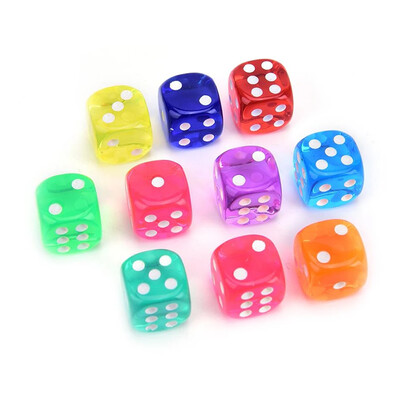100 ks/sada D6 kociek 12 mm 6-stranné viacfarebné priehľadné akrylové kocky so zaoblenými hranami pre stolovú hru DND, drink, párty
