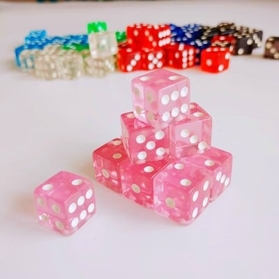 10 ks tekutých farebných štvorcových kociek, 6-stranná sada kociek D6, 6 tvárí, 16 mm kasínové kocky s ostrými hranami, kocky pre stolové hry v krčme