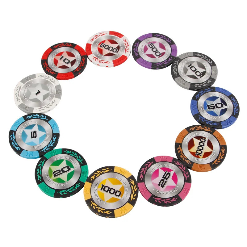 5 gab/partija Māla žetoni Pentagram Texas Poker Texas Casino Poker Baccarat Upscale pokera žetonu komplekts Piederumi Šaha galdiņa veids