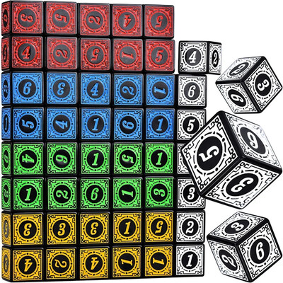 10pcs/set Acrylic Dice Set 6 Sided 16MM D6 Carved Pattern Polyhedron Game Dice for RPG MTG Dungeons and Dragons Board Game