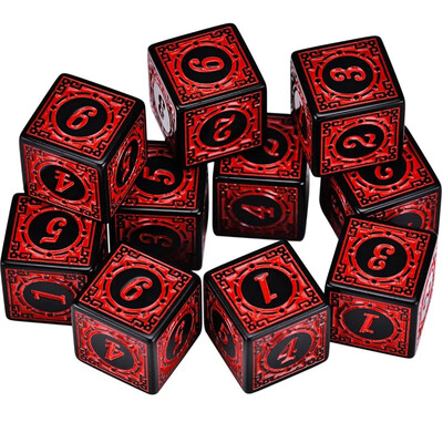 10pcs/set Set akrilnih kockica 6 strana 16MM D6 izrezbareni uzorak Polyhedron igraće kockice za RPG MTG Dungeons and Dragons društvena igra
