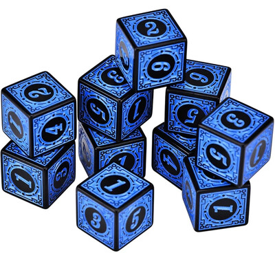 10pcs/set Set akrilnih kockica 6 strana 16MM D6 izrezbareni uzorak Polyhedron igraće kockice za RPG MTG Dungeons and Dragons društvena igra