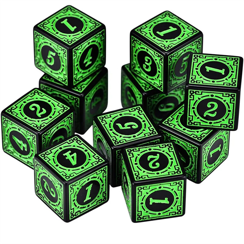 10pcs/set Set akrilnih kockica 6 strana 16MM D6 izrezbareni uzorak Polyhedron igraće kockice za RPG MTG Dungeons and Dragons društvena igra