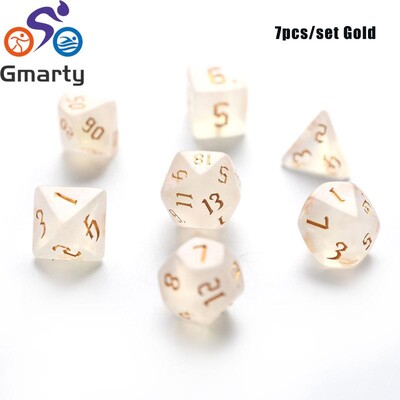 Party Iridescent Glitter Party Carved Pattern Polyhedral Dice Set D4 D6 D8 D10 D% D12 D20 For Board Game 7pcs