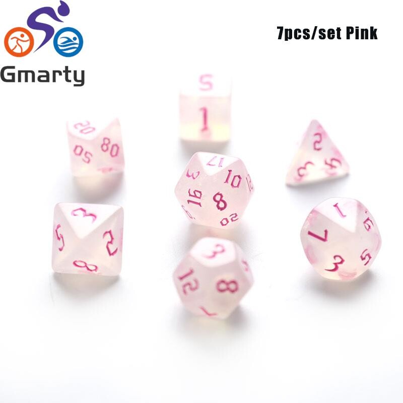 Party prelijevajuće svjetlucave party set poliedralnih kockica s izrezbarenim uzorkom D4 D6 D8 D10 D% D12 D20 za društvene igre 7 komada