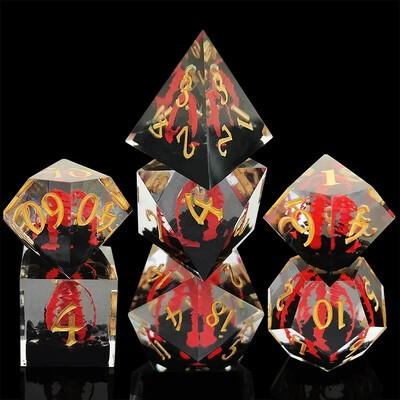 7 buc/set de zaruri frumos COC din rășină zaruri cu număr poliedric pentru DND TRPG RPG Cthulhu Joc de masă Dnd Set de zaruri