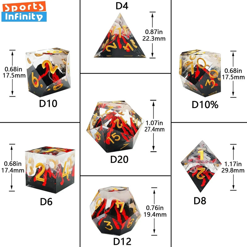 7 buc/set de zaruri frumos COC din rășină zaruri cu număr poliedric pentru DND TRPG RPG Cthulhu Joc de masă Dnd Set de zaruri