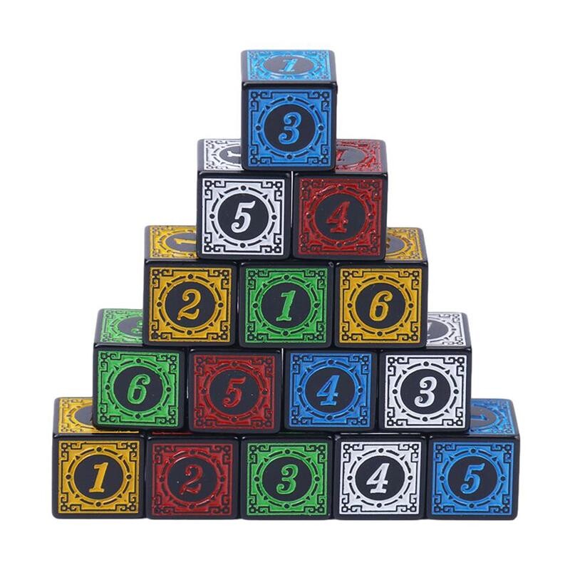 10 kom/pak. Akrilne kocke D6 s rezbarenim uzorkom 6-strane dodaci Polyhedron Šarene kocke Kocke za digitalne igre