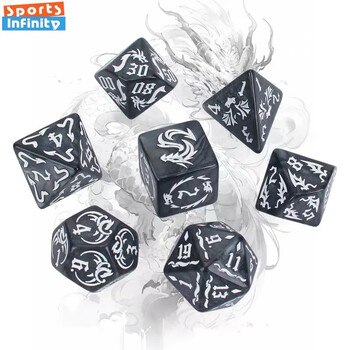 Нови 7 бр./компл. Dragon Element Polyhedral Dice Set Number Dice Kit for Dnd COC Cthulhu TRPG Running Team Table Game Dnd Dice Set