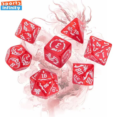 New 7pcs/set  Dragon Element Polyhedral Dice Set Number Dice Kit for Dnd COC Cthulhu TRPG Running Team Table Game Dnd Dice Set