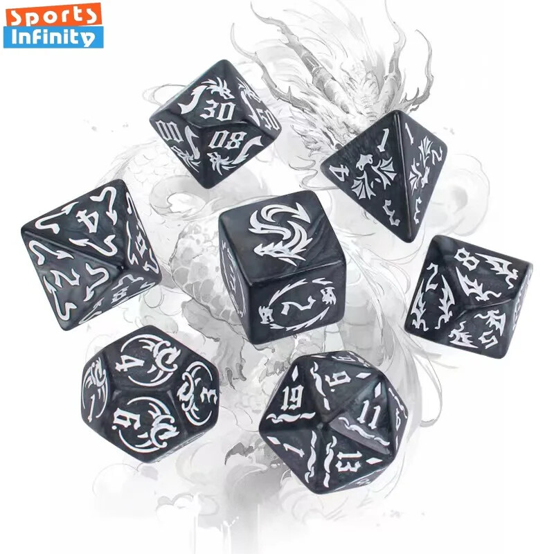 Novi 7kom/set Dragon Element Polyhedral Dice Set Number Dice Kit za Dnd COC Cthulhu TRPG Running Team Table Game Dnd Dice Set