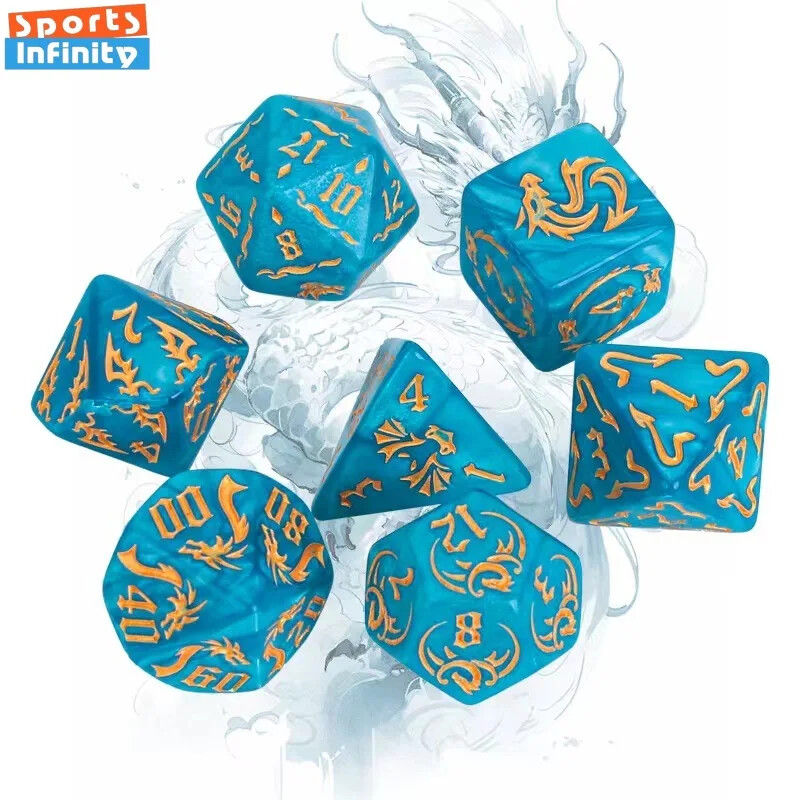 Novi 7kom/set Dragon Element Polyhedral Dice Set Number Dice Kit za Dnd COC Cthulhu TRPG Running Team Table Game Dnd Dice Set