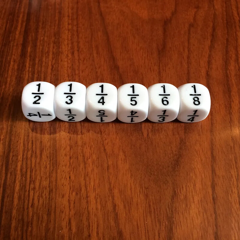10 bucăți/set alb/verde/roșu număr fracționar zaruri amuzante accesoriu de joc educațional 16*16 mm