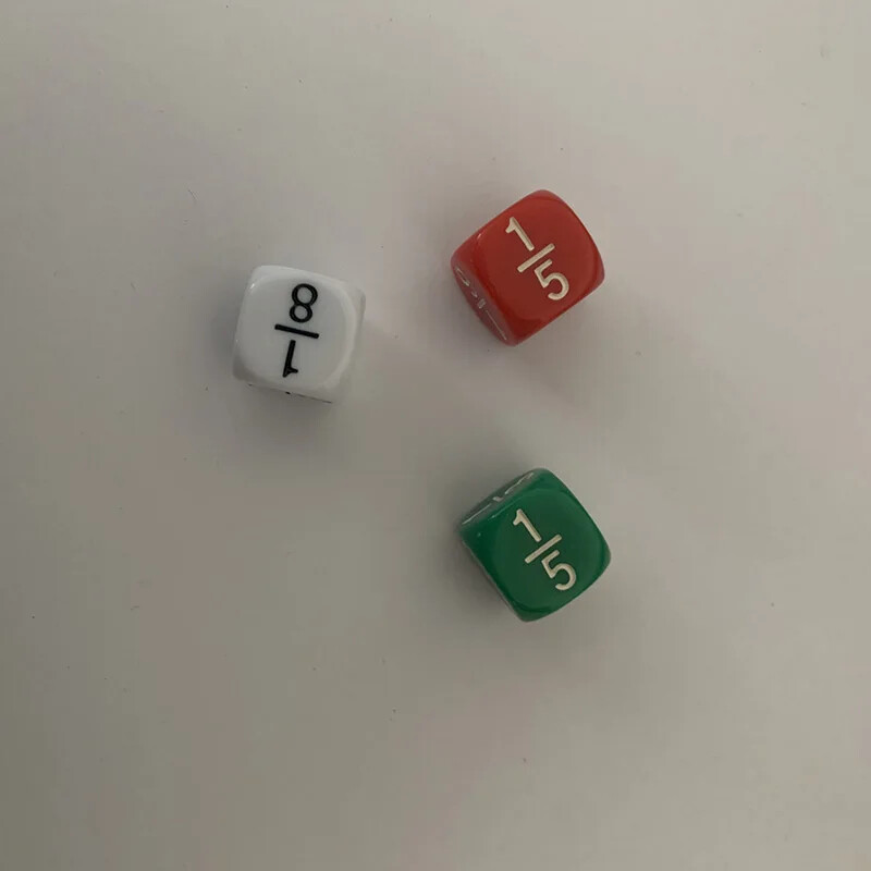 10 bucăți/set alb/verde/roșu număr fracționar zaruri amuzante accesoriu de joc educațional 16*16 mm